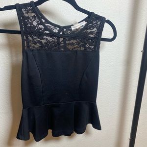 Black lace peplum top